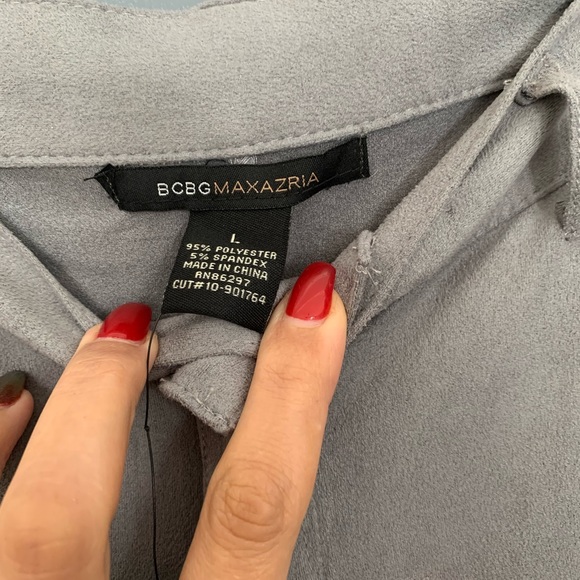 BCBGMaxazria Suede Like Skinny Pant Grey Large - Picture 3 of 5